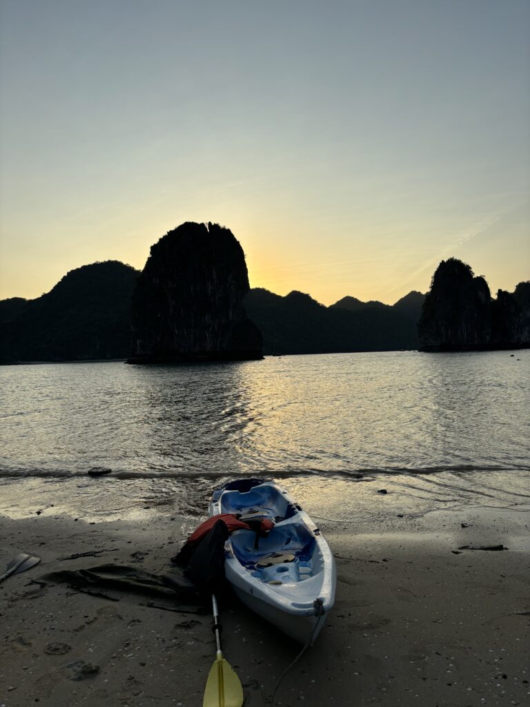 Sunset from the island we kayaked to